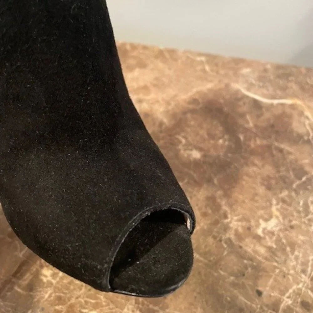Prada Black Suede Peep Toe Slingback Heels – Sz 7